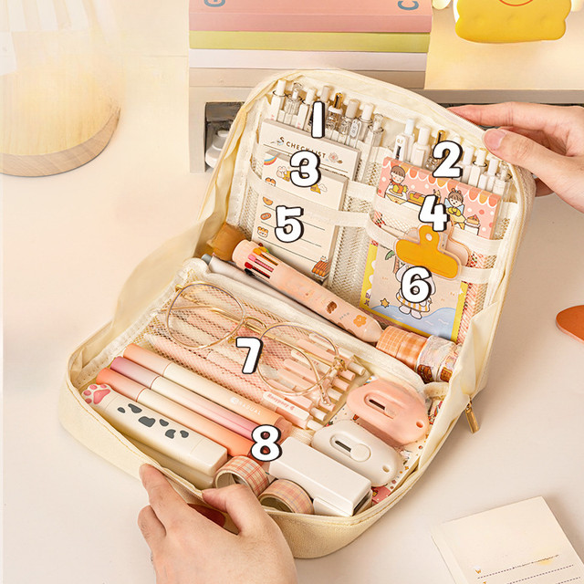 Large Capacity Pencil Bag Aesthetic Cute Bag Stationery Holder Pen Case  Zipper Pencil Pouch School Cases